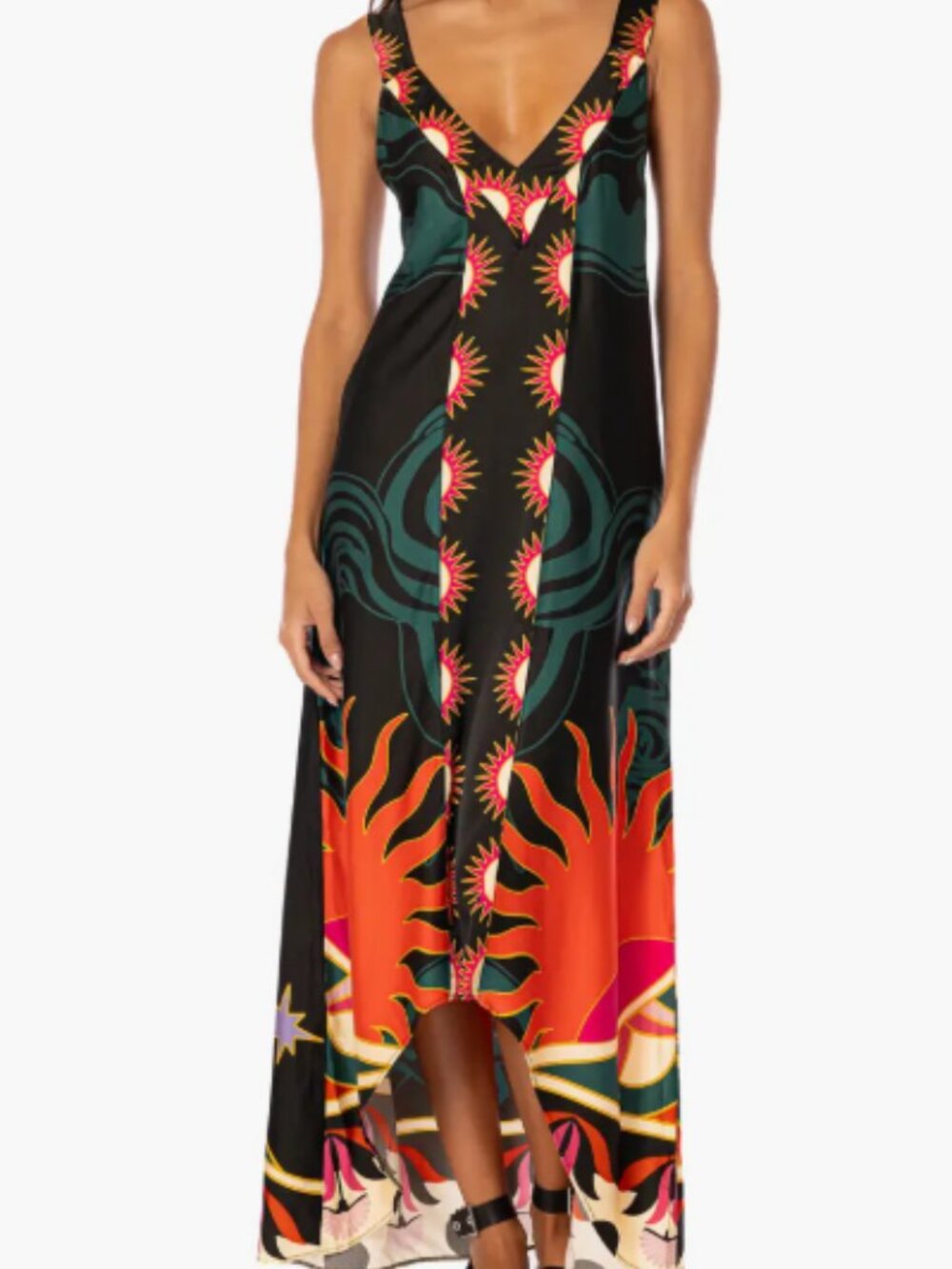 Maaji Flamingo Lowry Cover Up Maxi Dress – Black Tropical Print – Size Large - Picture 12 of 14